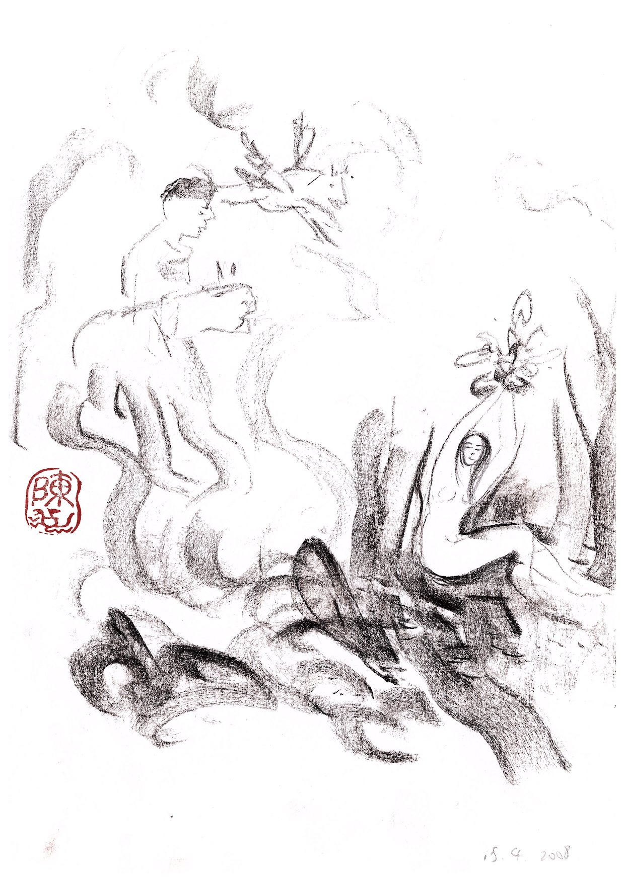 Chen Chong disegno a carboncino